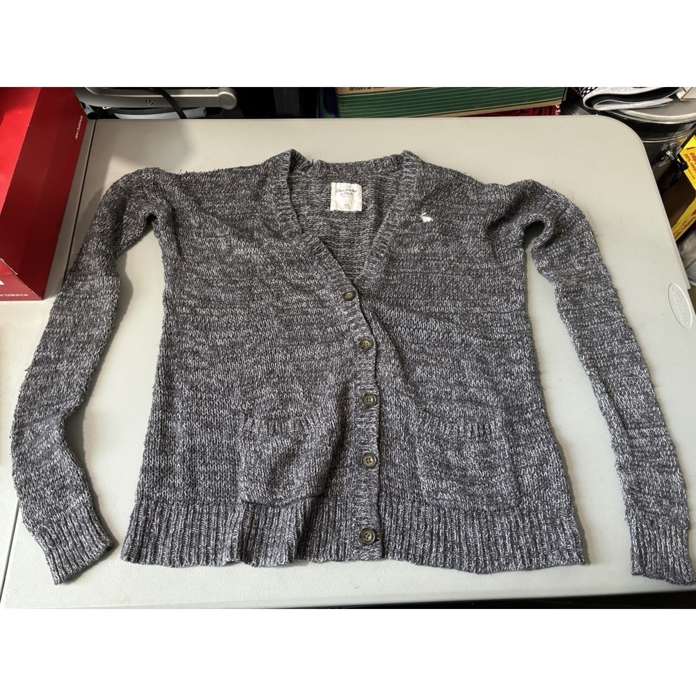 Women's Abercrombie & Fitch Gray Cardigan XS with White Moose Logo